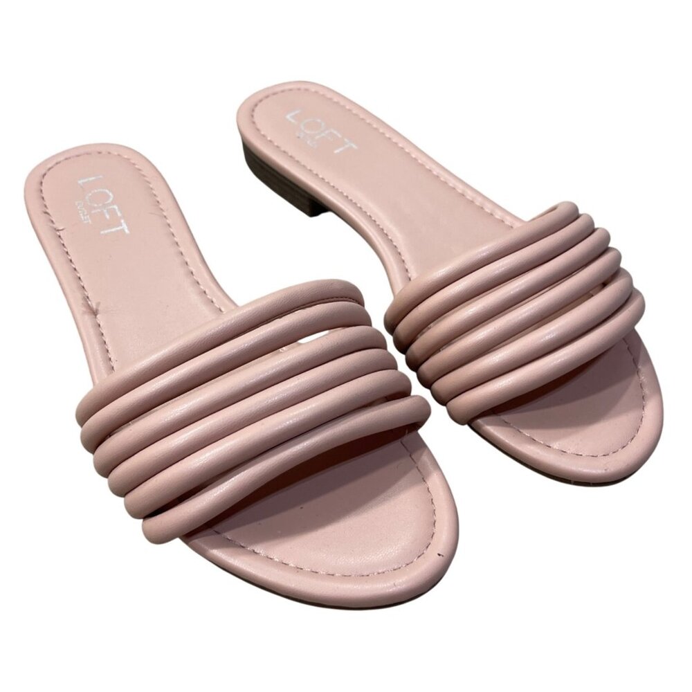 Loft Slide Sandal Pink Slip-on Size 8 Straps Low Block Heel